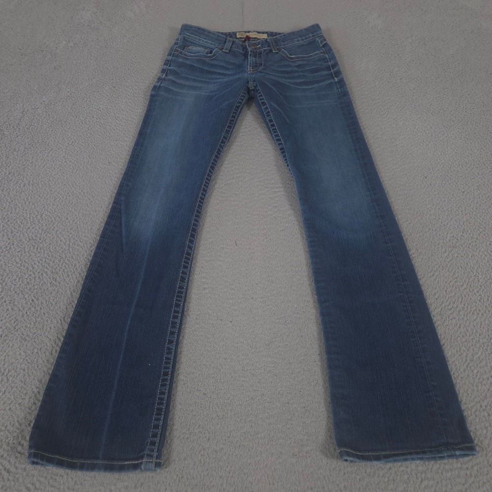 BKE Jeans Womens 28 Blue Madison Bootcut Stretch Denim Contrast Stitch Whiskered